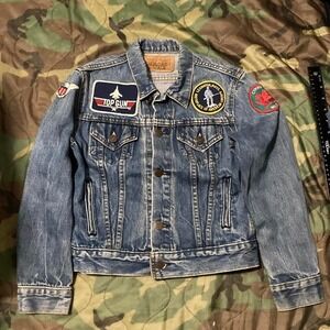 Vintage 90s youth patched denim‎ jacket Size 12